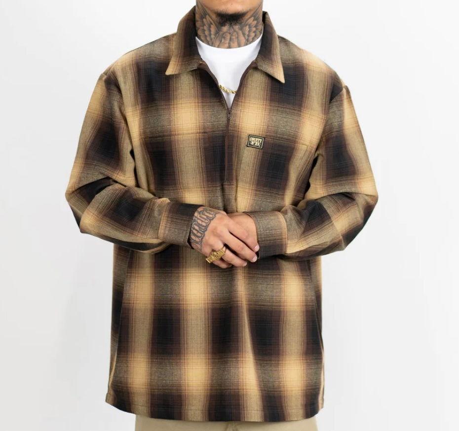 FB County Long Sleeve Checker Half  Zip Shirt