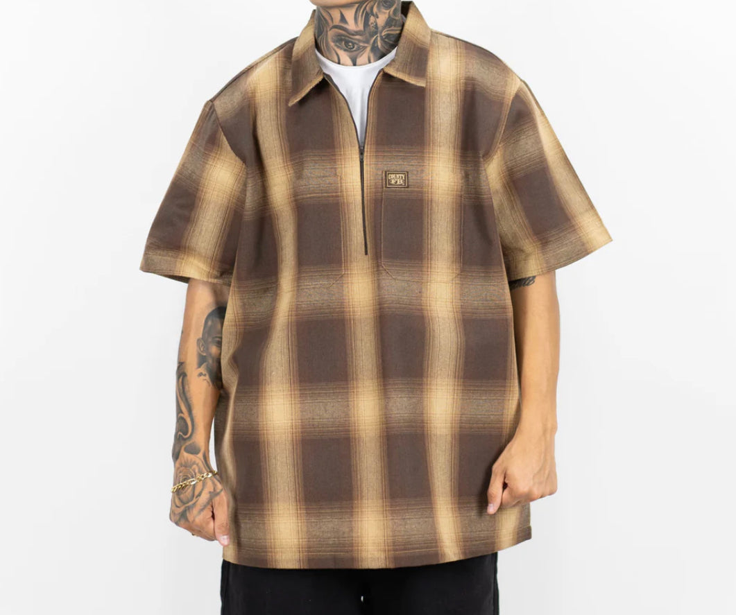 FB County Short Sleeve Checker Half  Zip Shirt