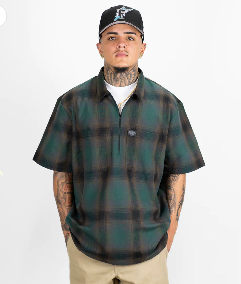 FB County Short Sleeve Checker Half  Zip Shirt