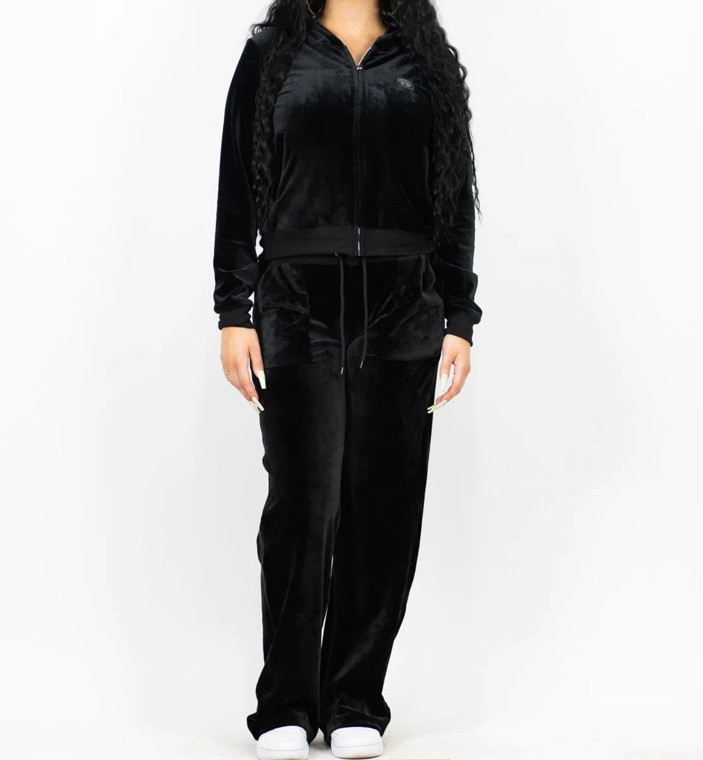 Velour discount tracksuit black